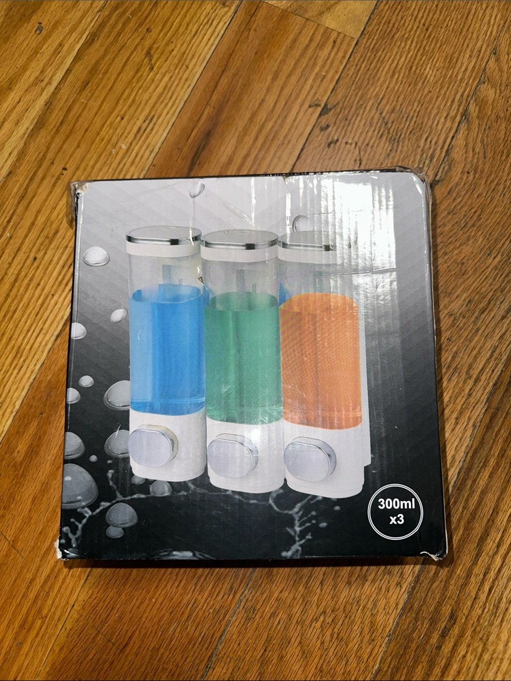 Triple Wall-Mount Soap Dispenser Set - Blue, Green, Orange - Picture 2 of 4